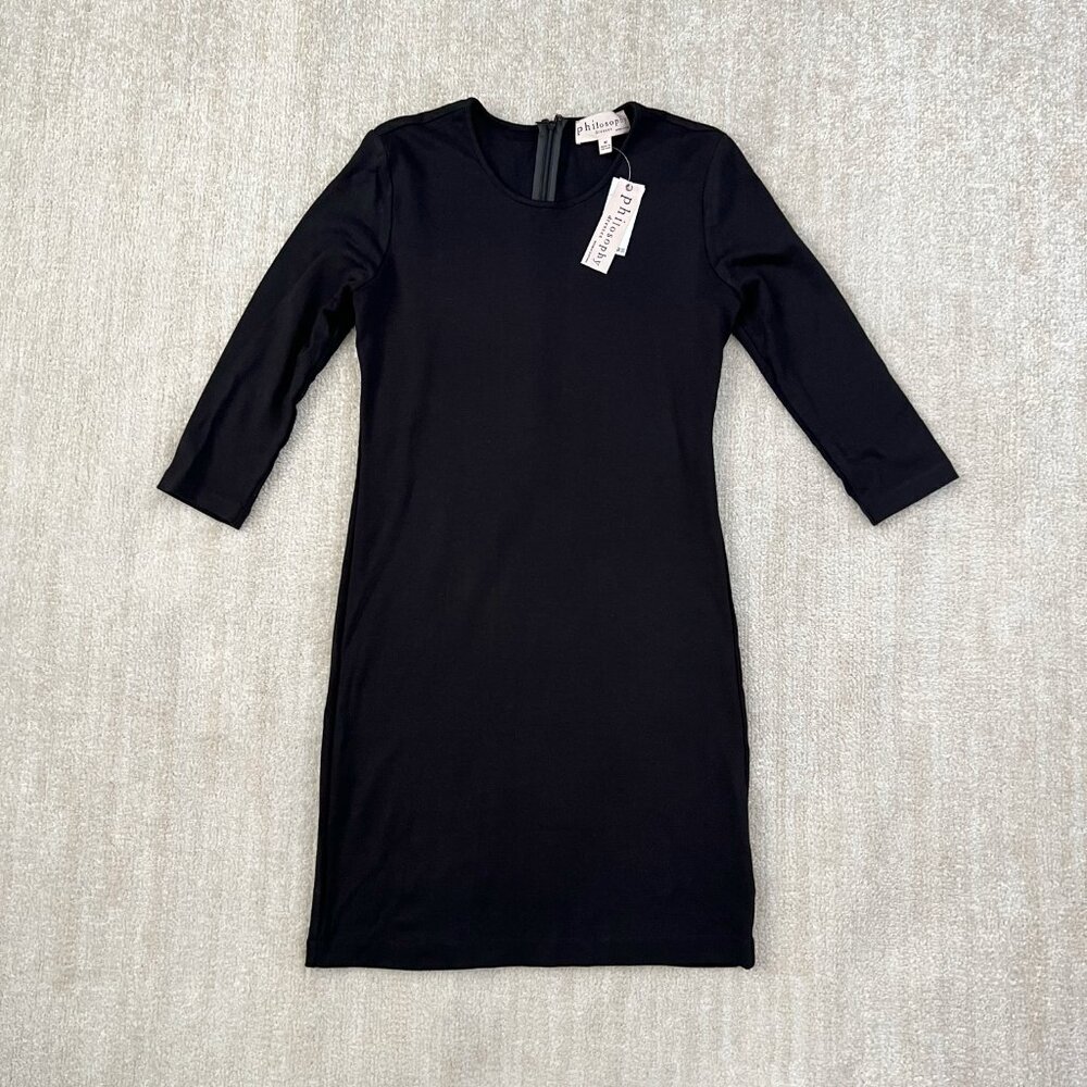 NWT Philosophy Black Stretch Midi Dress M